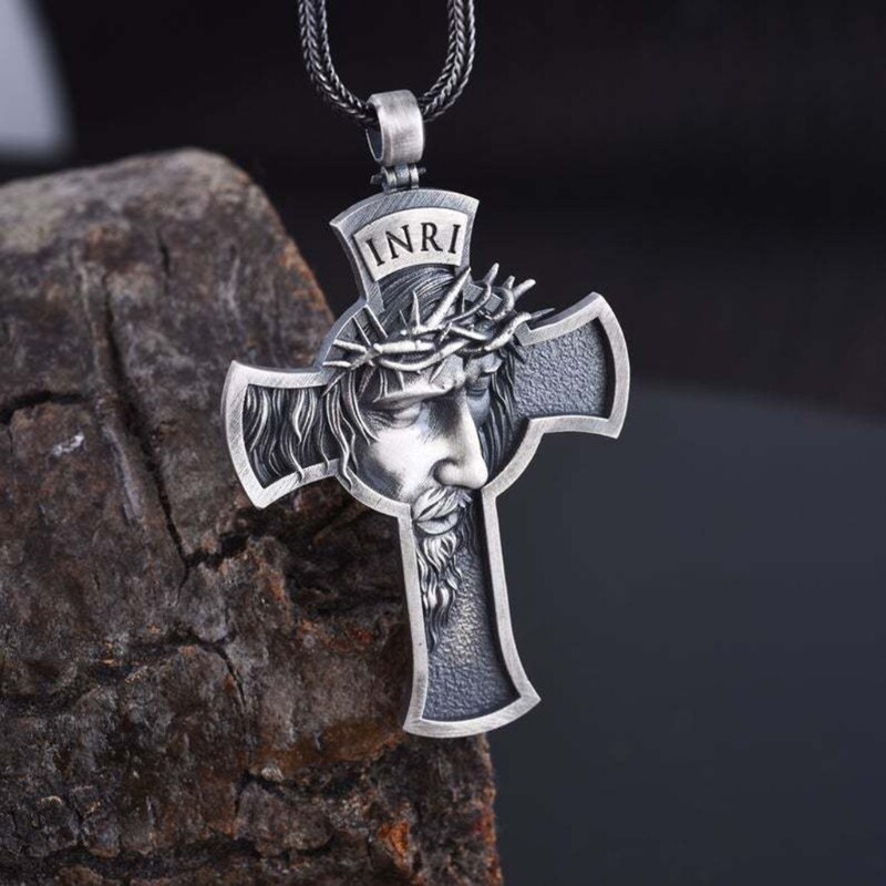 Retro Christus Jezus Kruisbeeld Metalen Hanger Ketting Religieuze Christian Chain Crown Doornen Ketting Sieraden