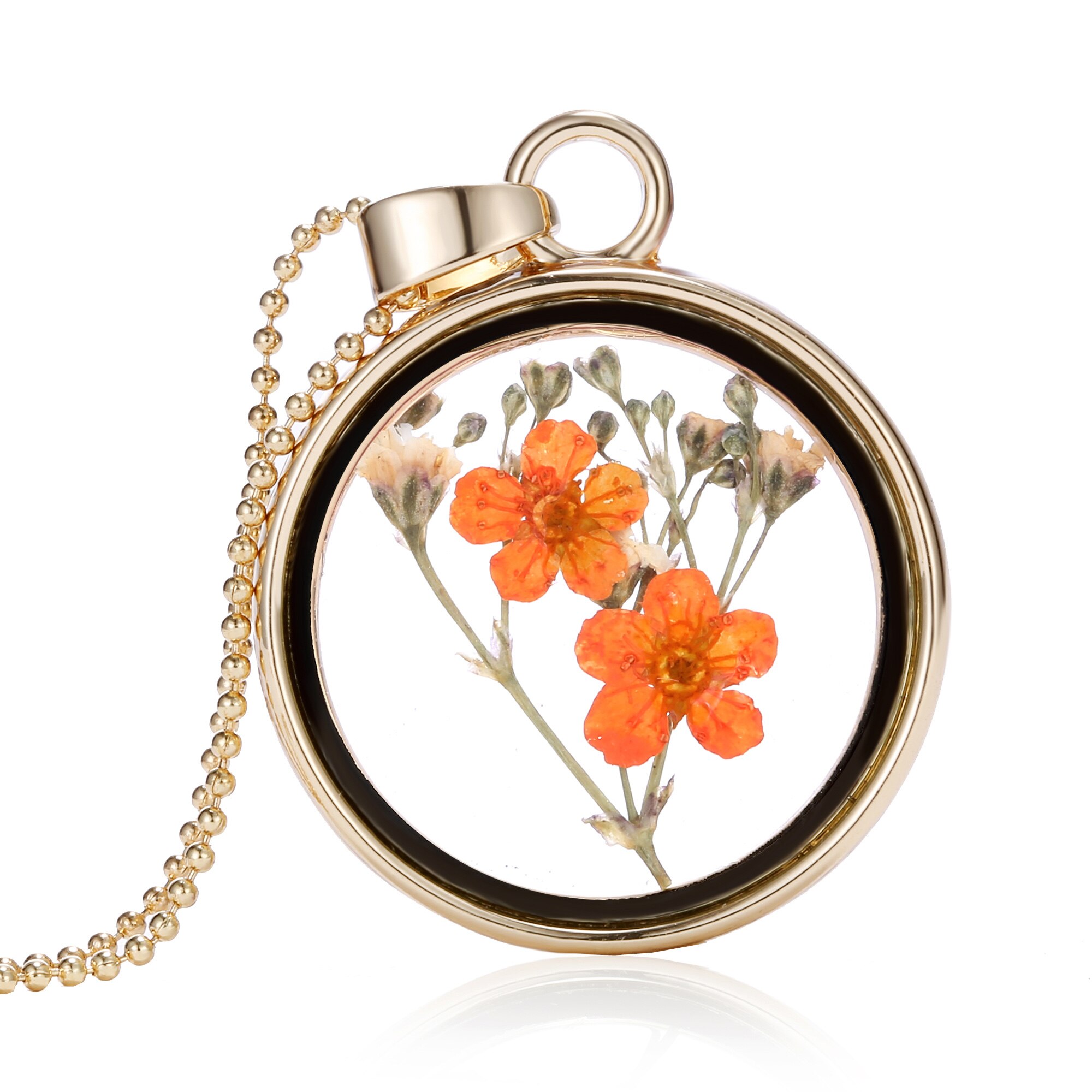 Verklaring Collier Voor Vrouwen Originele Glas Diy Natuurlijke Gedroogde Bloemen Kettingen Vierkante Hanger Ketting Mode