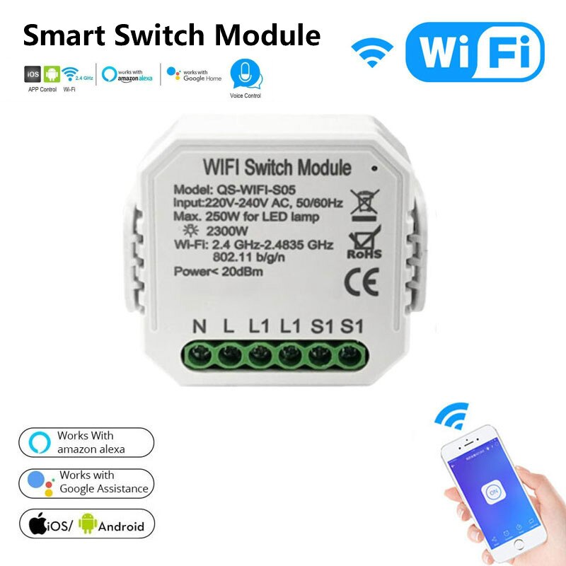 5Pcs Tuya Wifi Power Meter Switch Module Wireless Relay Switch Consumption Monitor Measurement For Alexa Google Home Smart Life