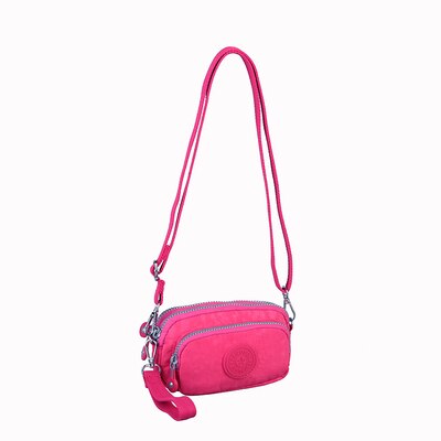 Pochettes en nylon imperméables avec une bandoulière sac de messager pour femme: Rose chaud