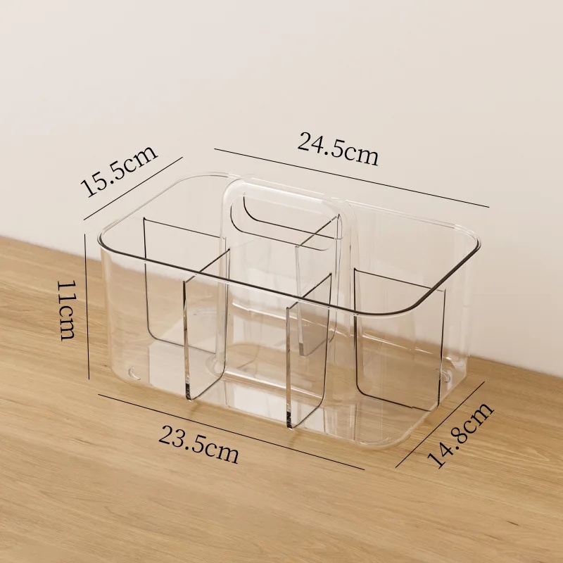 Tragbare Desktop Transparente Lagerung Box Kosmetische Organizer Büro Schreibtisch Verschiedenes Schreibwaren Korb Handheld Tablett: Rot