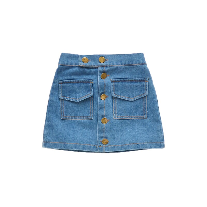 Zomermeisjes rok baby denim rok kinderen a-lijn rok kinderen broeken streetwear jeans zak drukknoop 2 to 7 jaar: 3t