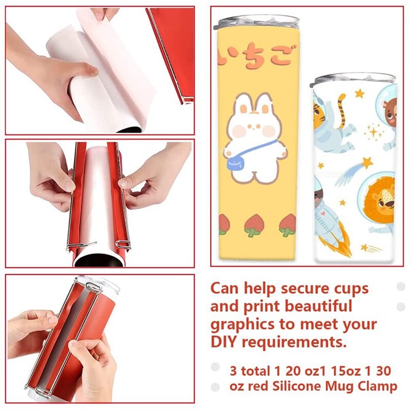 Silicone Mug Clamp 3D Sublimation Silicone Tumbler Wrap Heat Press Silicone Mug Clamp Fixture For DIY Mugs Printing