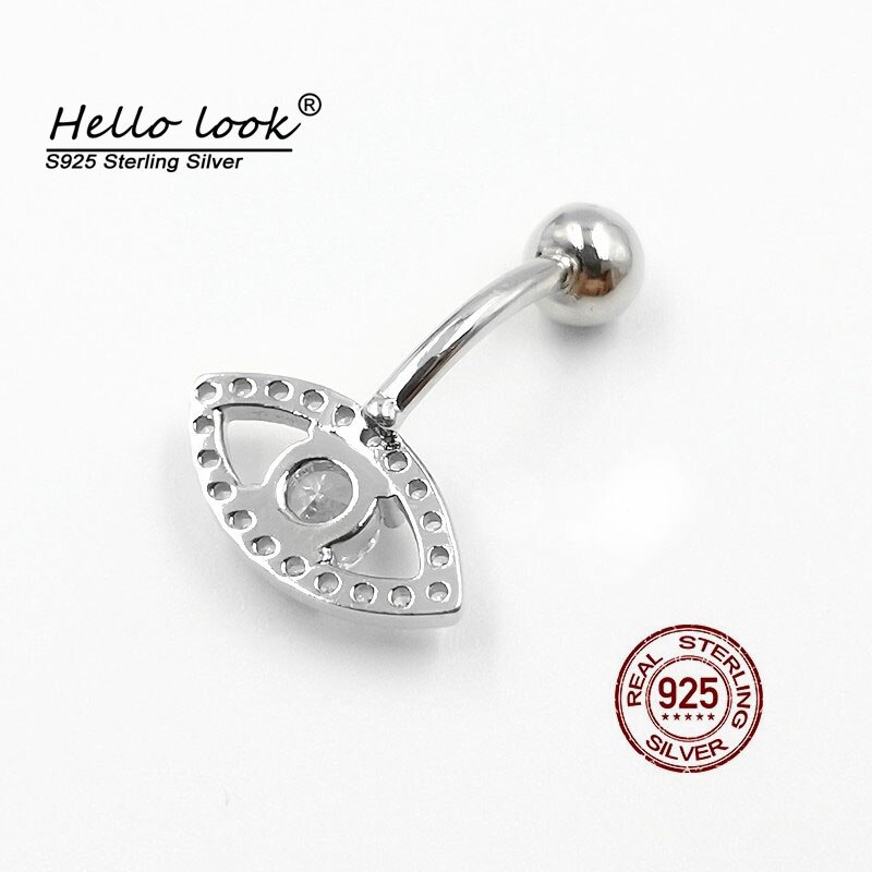 Hellolook 925 Sterling Zilveren Navel Piercing Zirkoon Eye Belly Button Ring Crystal Body Piercing Sieraden Accessoires