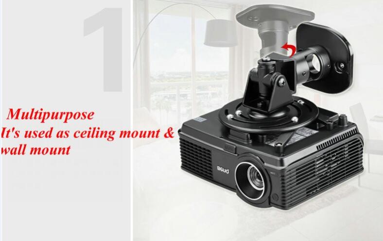PR01 Aluminum Alloy 360 Degree Universal Projector Mount Bracket Ceiling Wall Hanger