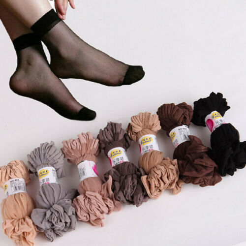 10 Pairs/set Women's Thin Crystal Silk Ankle Socks Female Short Socks Summer Bamboo Transparent Socks