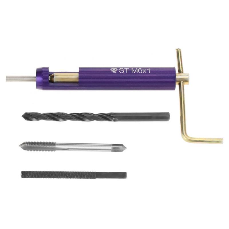 50Pcs M6 Stainless Steel Coiled Wire Car Thread Repair Insert Installation Kit Combination Tool Set Car Repair Tools Drill Tap