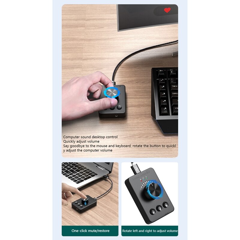 USB Volume Controller, External USB Sound Card, Bluetooth 5.1 Transmitter, Driver-Free (For Windows Xp and Above)
