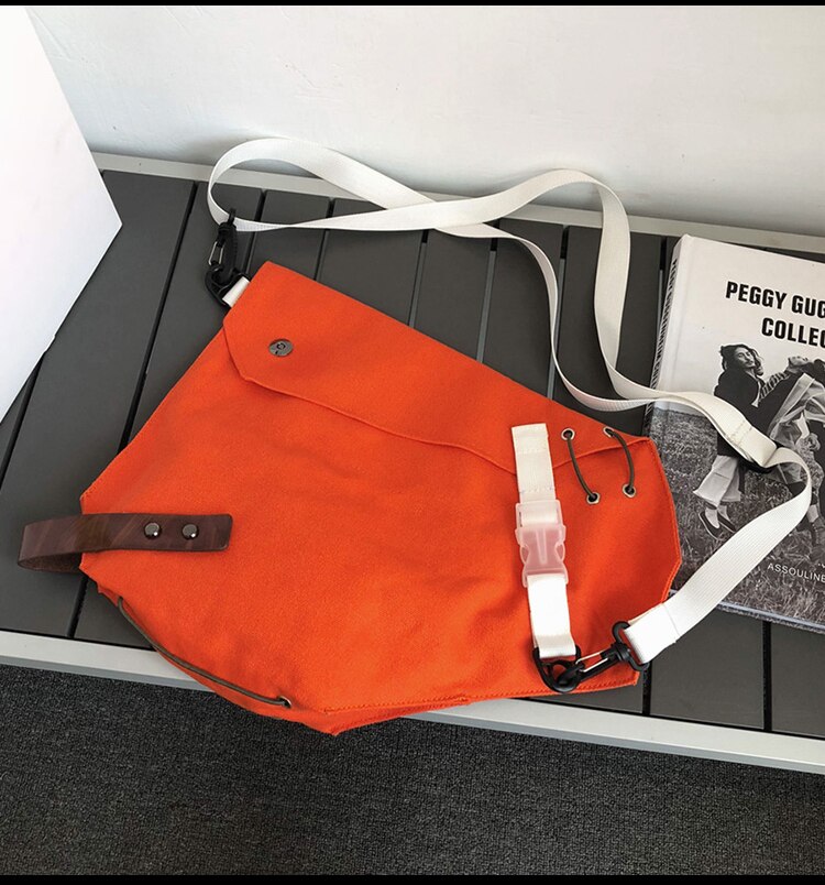 Umhängetasche für damen, marke: japanische canvas-tasche, schlicht, lässig, schultertasche, geräumige brusttasche für damen: Orange