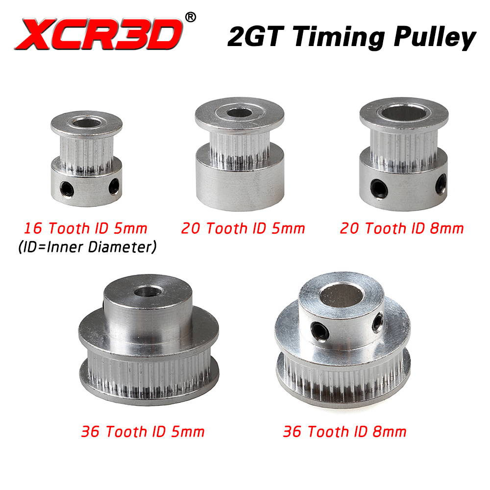 XCR3D 3D Printer Deel 2GT Timing Katrol GT2 Synchrone Riem 2GT Poelie 16 36 20 Tanden 20T Boring 5 Mm 8 Mm Aluminium Gear