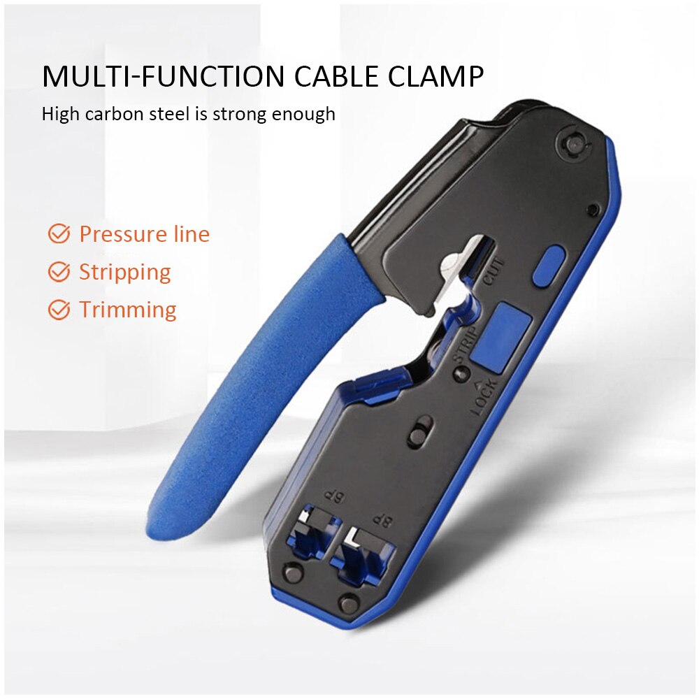 RJ45 RJ11 Network Crimping Tool Kit – Cutter & Stripper For Cat5 Cat6 Cat7 EZ Plugs