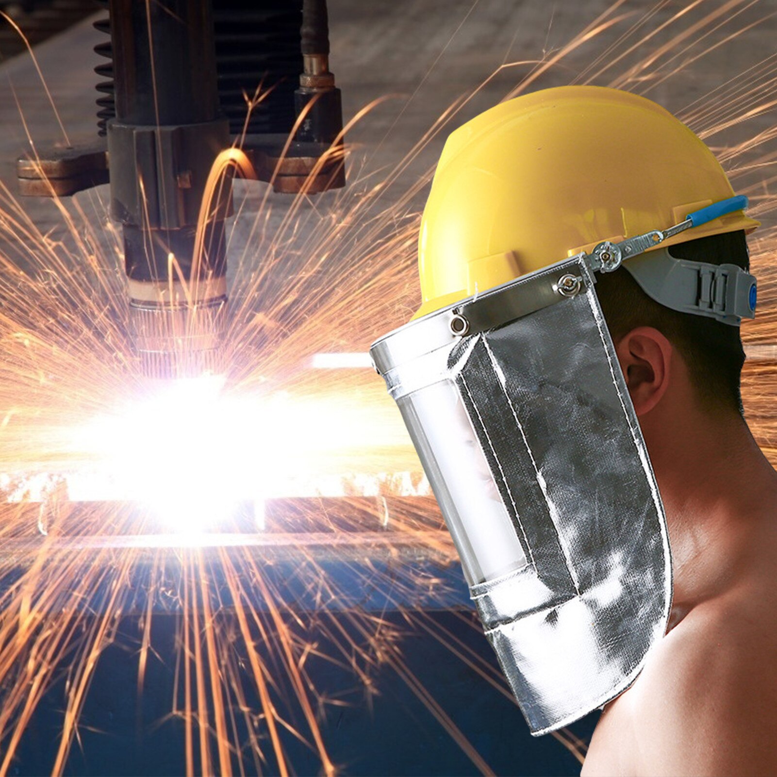 Welding Hood Protective Headwear Industrial Smelting Metallurgy Fireproof Aluminum Foil Welding Face Shield Cooking Shield