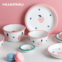 Keramische Diner Borden Kommen Set Leuke Bloem En Perzik Patroon Huishouden Enkele Grote Servies Vajilla Тарелки Для Еды