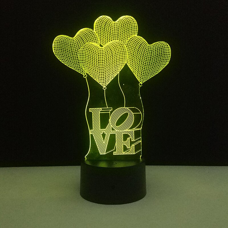 I LOVE YOU 3D LED Sweet Lover Heart Shape Glow in the dark for Valentine's Day Christmas Home Decor