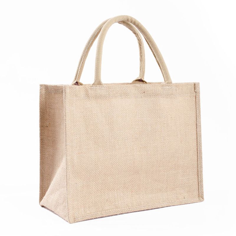 Bärbar jute återanvändbar väska shoppingväska livsmedelsarrangör förvaringsväska