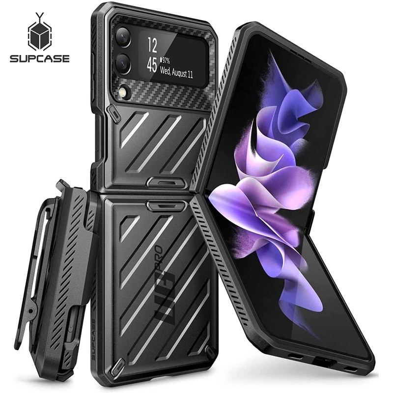 SUPCASE para samsung galaxy z flip 3 caso 5g (liberação de 2021) ub pro capa protetora robusta de camada dupla de corpo inteiro com coldre