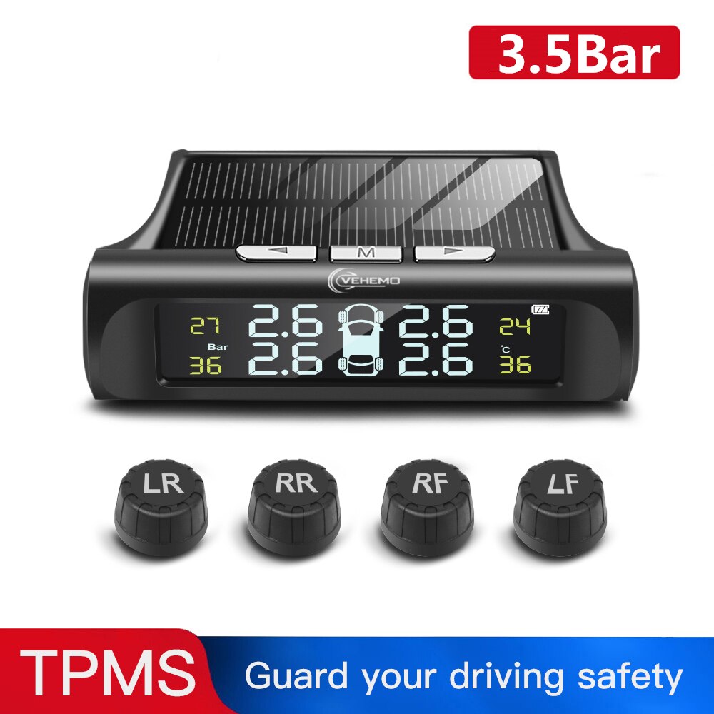 Auto Vrachtwagen Bandenspanningscontrolesysteem 14 Bar Lcd-scherm Vrachtwagen Tpms Solar Bandenspanning Real-Time Alarm 6pcs Externe Sensor: C240 3.5bar Car TPMS