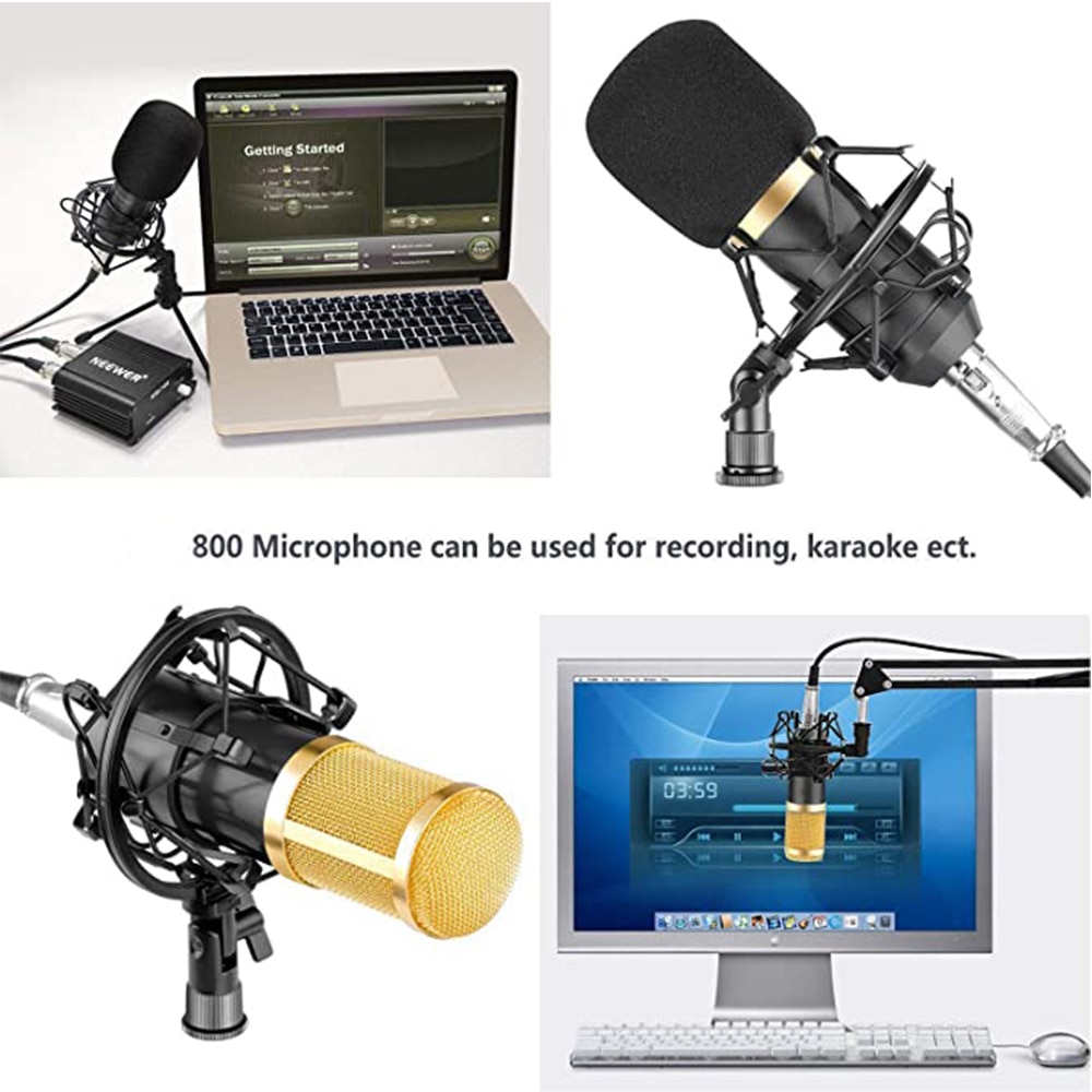 Micrófono condensador de estudio BM800 , 3,5mm, con cable, condensador, micrófono de grabación de sonido para ordenador