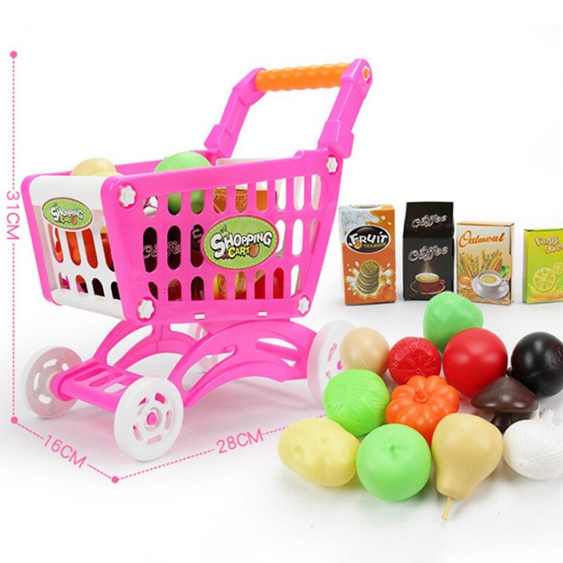 1 Set Kids Supermarkt Winkelen Boodschappen Kar Speelgoed Voor Meisjes Keuken Speelhuis Simulatie Vruchten Pretend Baby Speelgoed