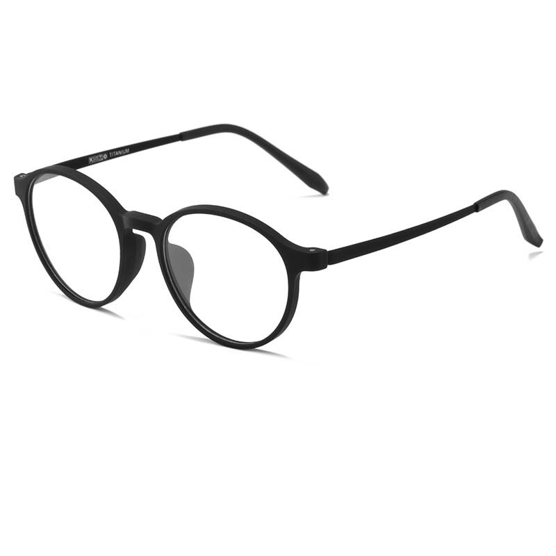 Gafas de montura de gafas redondas para hombre y mujer, anteojos de montura de gafas redondas ultralivianas de aleación de titanio para miopía, graduadas ópticas, montura para Miopía: Black