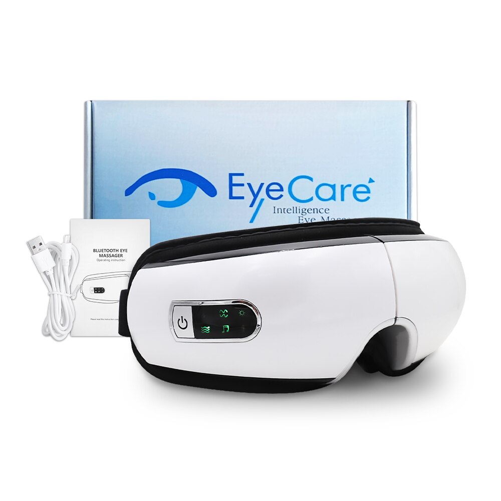 4D Pressotherapy for Eyes Visual Protection Machine Airbag Vibration Eye Massager Electric Eye Care Instrumen Heating Bluetooth: White with box