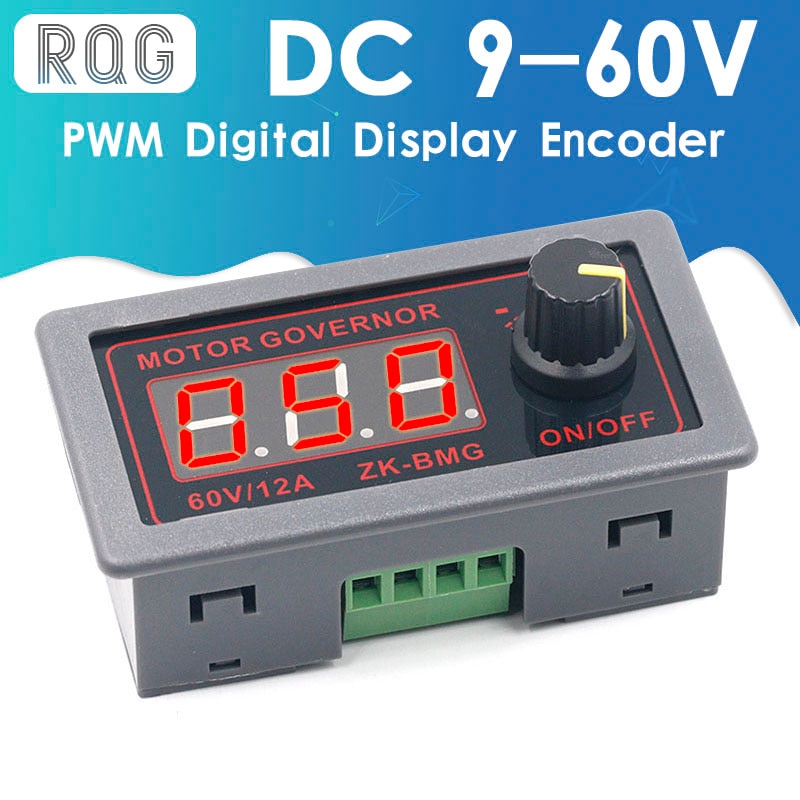 DC 9-60V 12v 24v 36V 48V 12A DC Motor Controller PWM Adjustable Speed Digital display encoder duty ratio frequency ZK-BMG