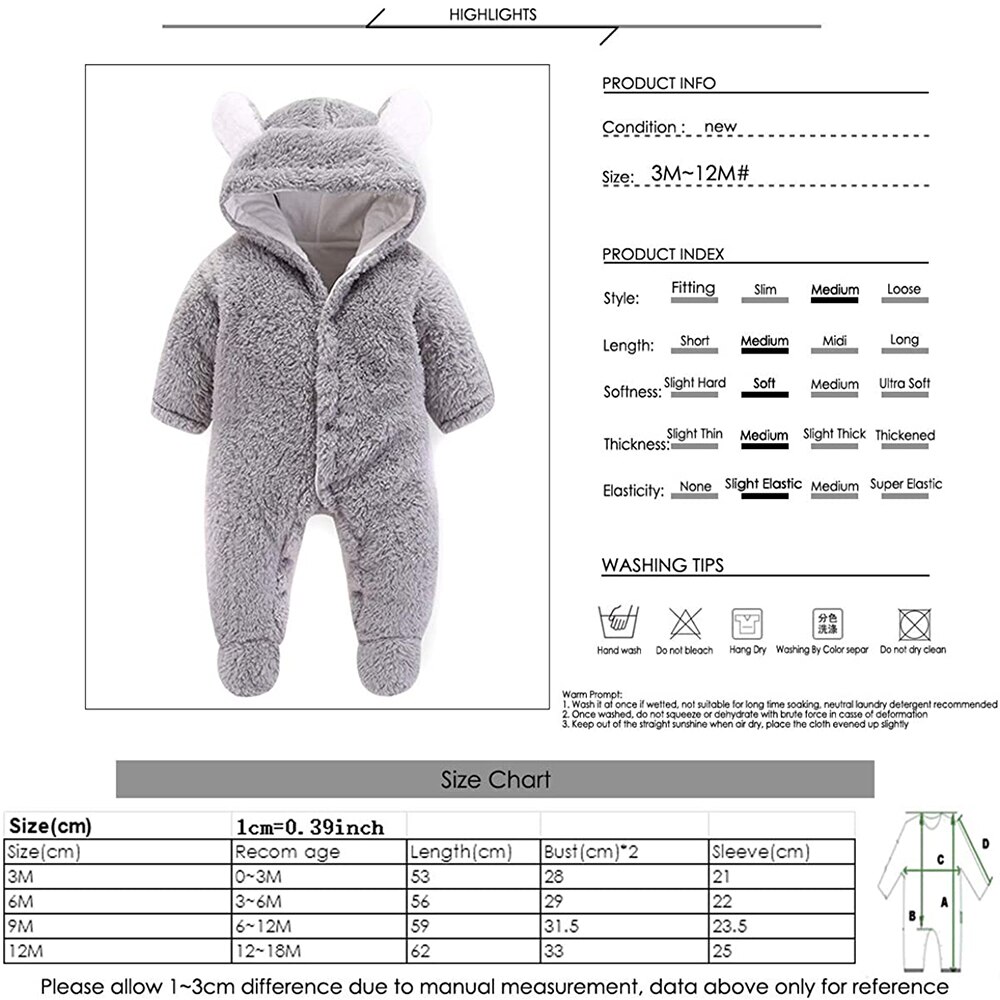 freundlicher Gesamt Neugeborenen Baby Warme Strampler Plüsch weich und bequem Winter freundlicher Outfits Jungen Mädchen Lange Ärmel