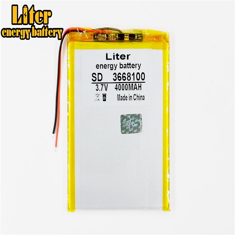 Batería Universal de iones de litio de 3,7 V, 4000mAh, 3668100, para tablet pc, 7 pulgadas, 8 pulgadas, 9 pulgadas, Mp3, MP4, MP5, GPS, DVD, e-book