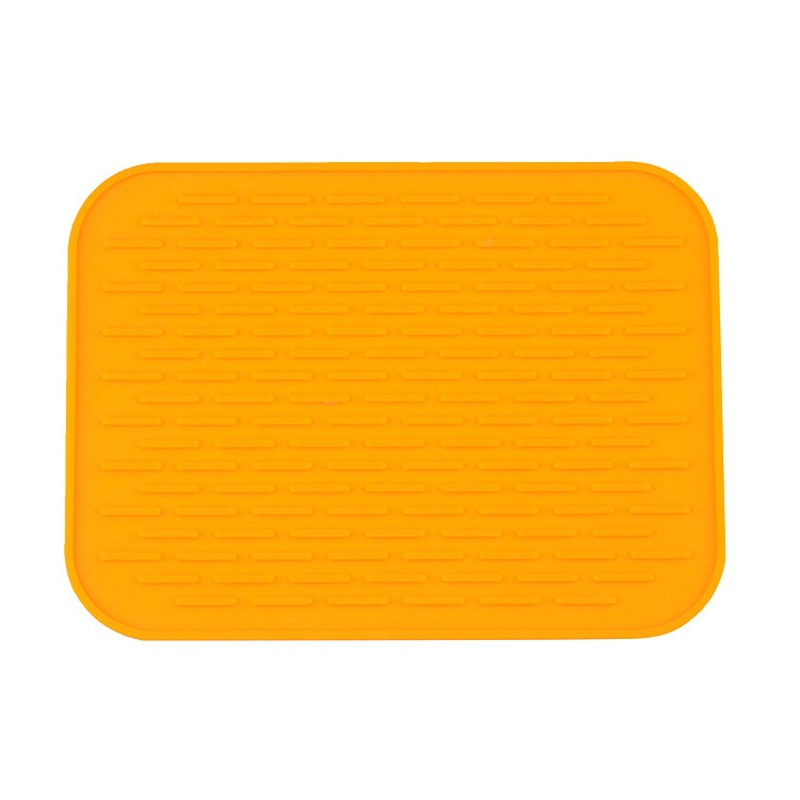 Silicone Anti Insulation Pad Square Non-Slip Coaster Tableware Drain Pot Mat Pot Dish Placemat: Orange