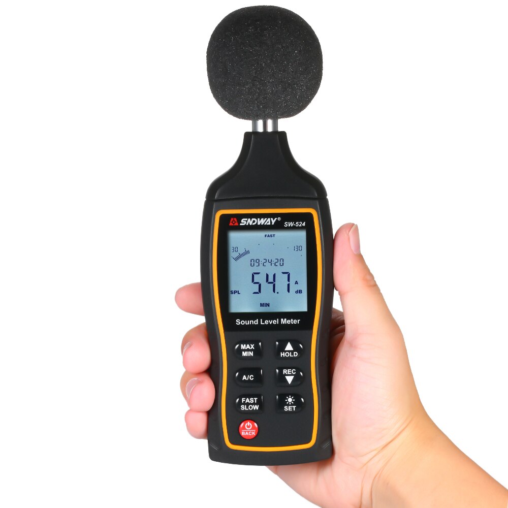 Sndway 30-130db lcd digital lydniveaumåler digital støjmåler støjvolumen måleinstrument decibel overvågningstester