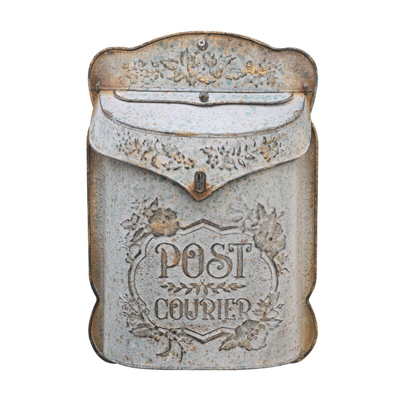 Garden Outdoor Mailbox Retro Style Letter Box Metal Wall Mounted Post Farmhouse Post Decoration Crafts: Gray