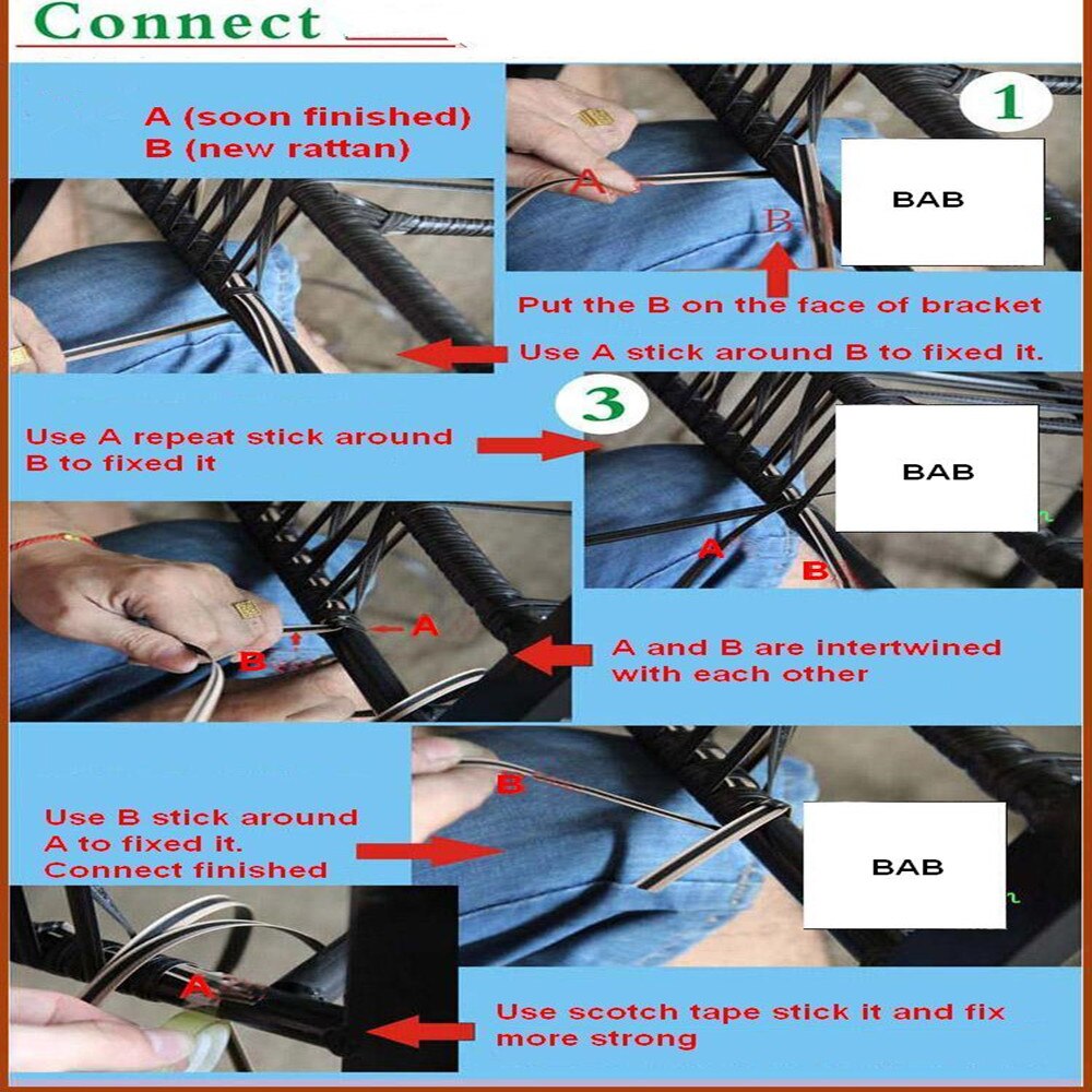 Czarny płaski syntetyczny rattan materiał tkacki plastikowy rattan na drutach i stół robić naprawy krzeseł, kosz robić przechowywania, ect