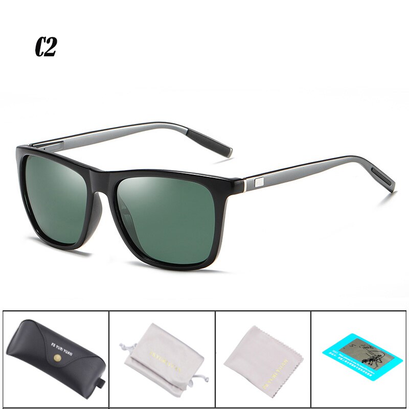 Gafas de sol polarizadas de aluminio y magnesio para hombre, lentes de sol masculinas para pescar, hacer senderismo, acampar, deportes, conducir, 387: C2