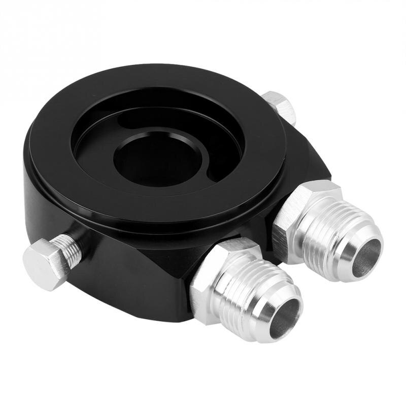 Filtro de aceite de aluminio M20 x 1,5, adaptador de placa sándwich, Kit de enfriador de aceite 18 NPT, adaptador sándwich, indicador de aceite, novedad: Negro