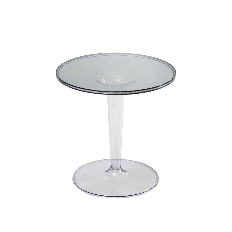 Nordic Eenvoudige Transparante Ins Kleine Salontafel Ronde Acryl Kleine Bijzettafel Verwijderbare Plastic Salontafel Kleine Ronde Tafel: Smoke gray surface