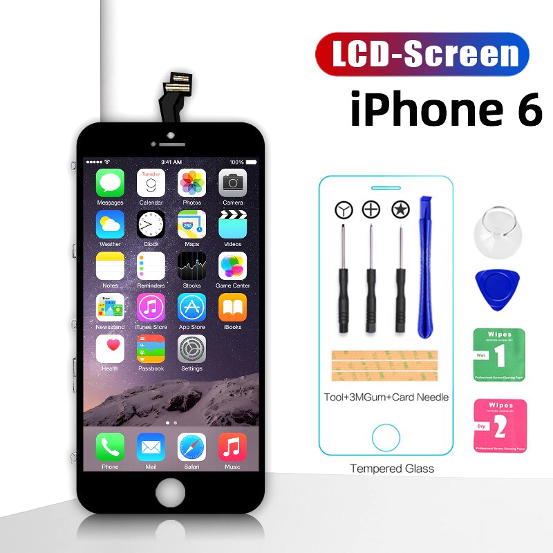 OEM original LCD Display Für iPhone 6 6Plus 6S Plus 5S 5C Touchscreen Digitizer Montage ersatz Weiß Schwarz: For iPhone 6  Black