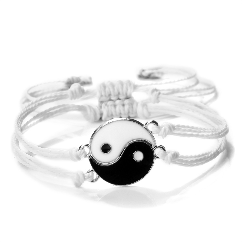 Draken Tai Chi Vlechtarmband Set - 2 Stuks - Yin Yang Koppel Armbanden: Roségoudkleur