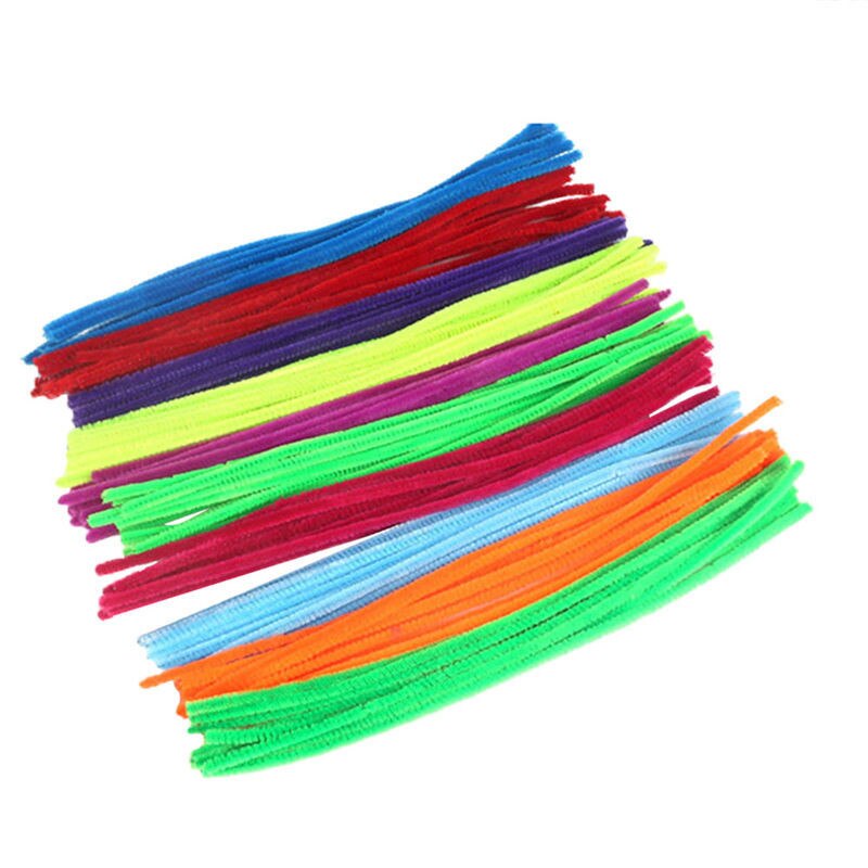 100Pcs Kids Creatieve Kleurrijke Diy Pluche Chenille Sticks Chenille Stem Pijp Cleaner Stengels Educatief Speelgoed Ambachten Voor Kinderen