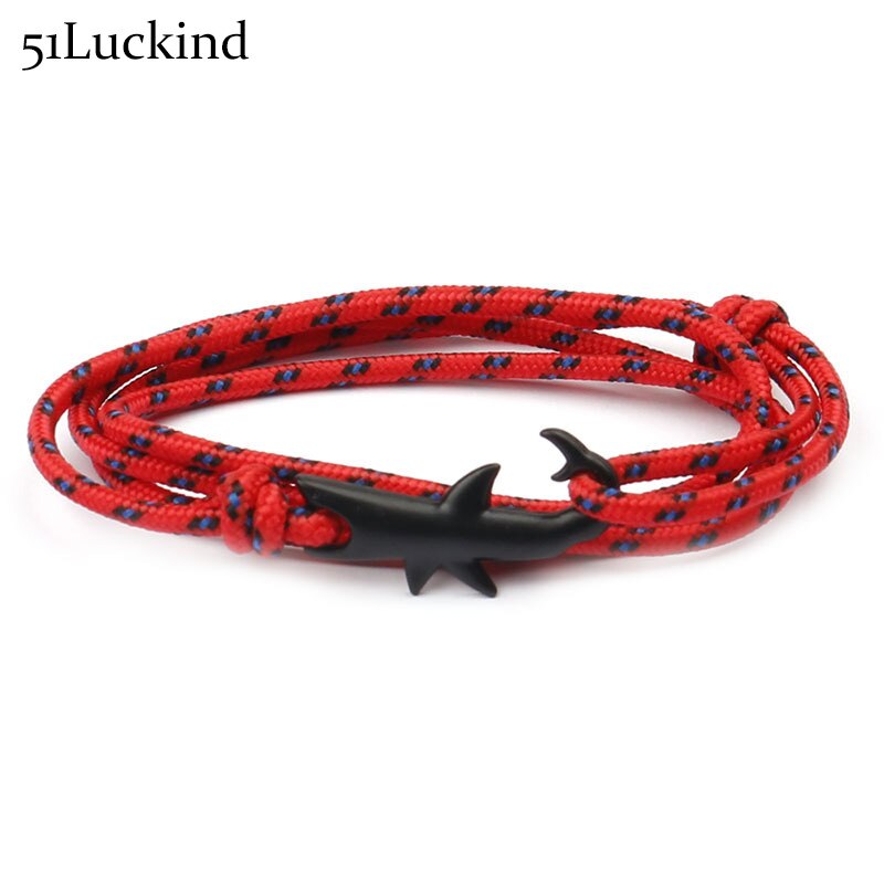 Punk Handgemachte Shark Warp Armband Multilayer Handarbeit Gewebt Viking Braclet Für Männer Armband Fallschirm Schmuck Pulserira Homme