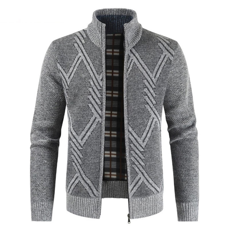 Cardigan en coton pour hommes, pull, pull, pull, géométrique, fermeture éclair, Slim Fit, printemps automne