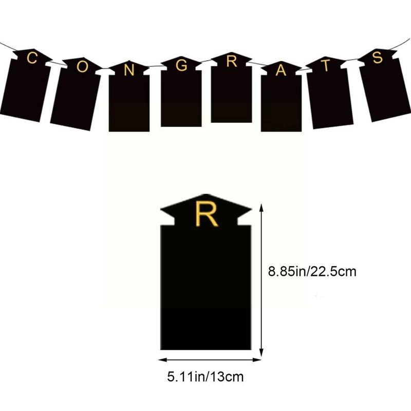 Graduation Party Flag Banners Gold Paper Letter Flags Congratulations Grad Paper Supplies Decoration Bunting Z5e8
