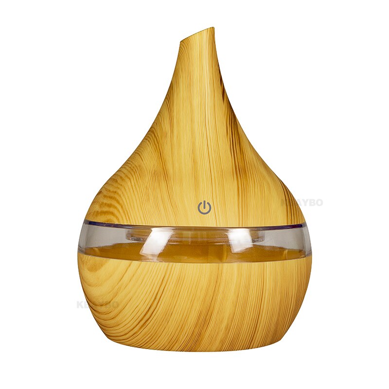 KBAYBO 300ml USB Aroma difusor de aire de grano de madera humidificador de aire ultrasónico máquina de niebla con 7 colores luces para el hogar: light wood