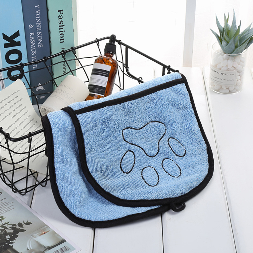 Pet Dog Bath Towel Microfiber Ultra-Absorbent Cat Small Dogs Drying Towel Blanket With Pocket For Large Dogs Bathrobe 23*65cm