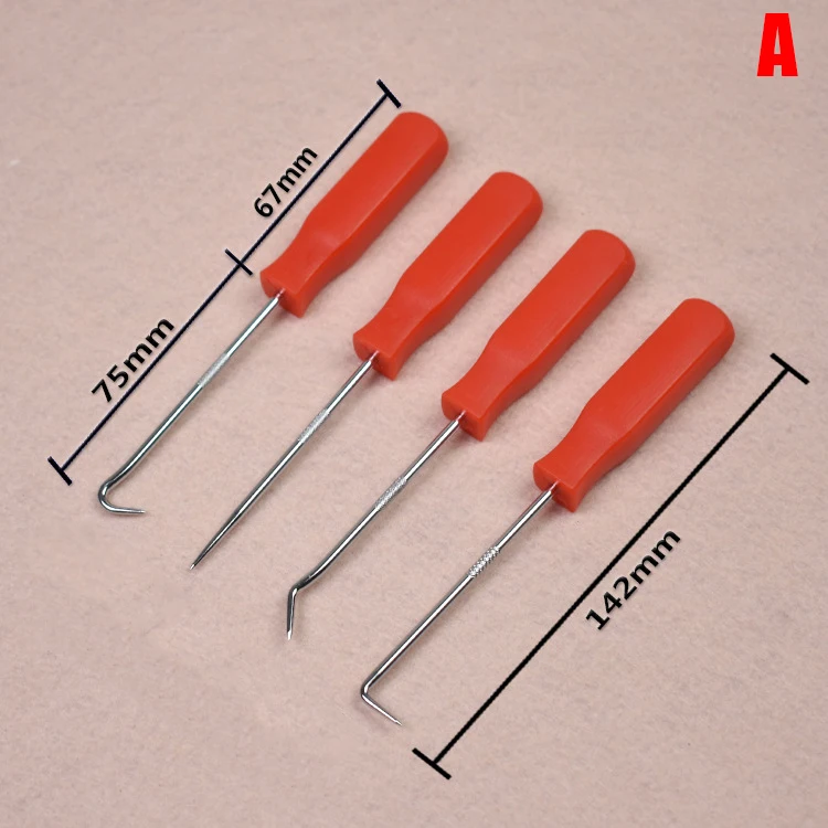 4 stks/set Auto Pick en Haak Set Automotive O Ring Oliekeerringen Pakking Puller Remover Craft Handje Lange Pick lagertrekker Tool: green