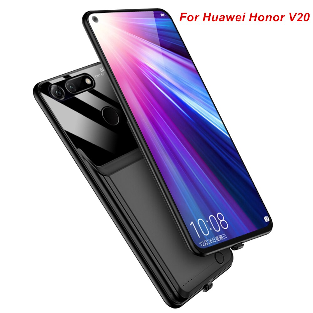 Bateria para huawei honor v8 v9 v20 aracgi, banco de energia 10000 mah para huawei honor v8 e v20 capa do carregador v20: Honor V20 Black