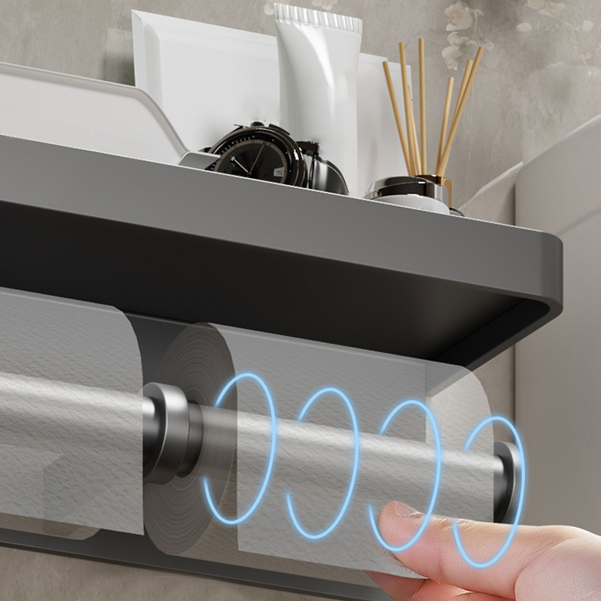 Toilet Paper Holder Wall-Mounted Aluminum Alloy Toilet Roll Paper Holder Tissue Rack Bathroom Tissue Holder Bathroom Accessories