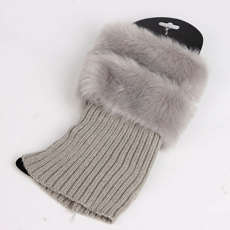 Dames herfst winter casual dames gebreide laarzen manchetten bont gebreide warme beenwarmers laarzen sokken beenwarmers schoenen set kerst: 7