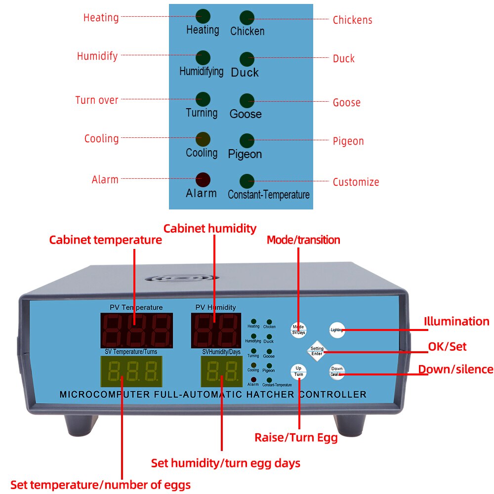 Egg Incubator Controller XM-18K-1 Automatic Egg Hatcher Controller Temperature Controller Temperature Humidity Sensors 50%off