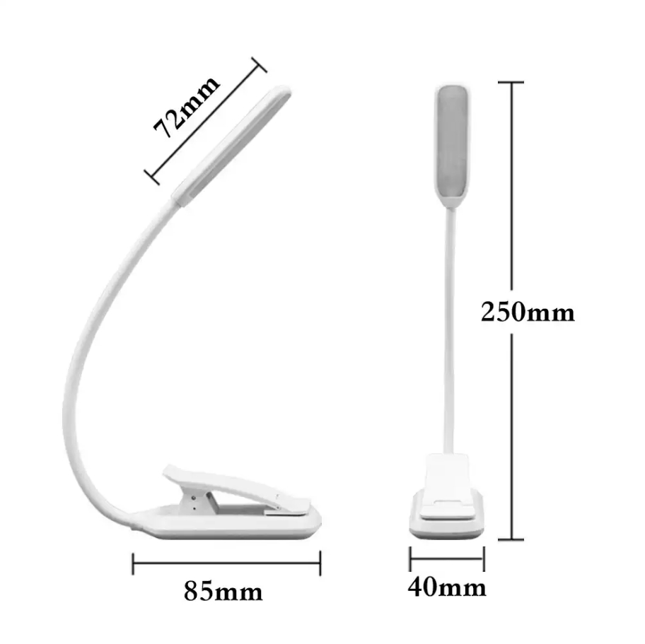 Oplaadbare boeklamp Dimmende leeslamp op 3 niveaus Daglicht Flexibel clip-on licht Boekleeslamp voor lezen in bed