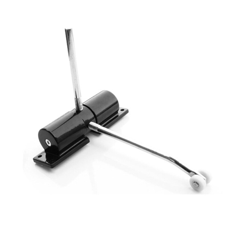 Spring Door Closer, Stainless Steel Adjustable Automatic Door Closer for Residential/Commercial use, Stainless Steel Surface Mou: Black